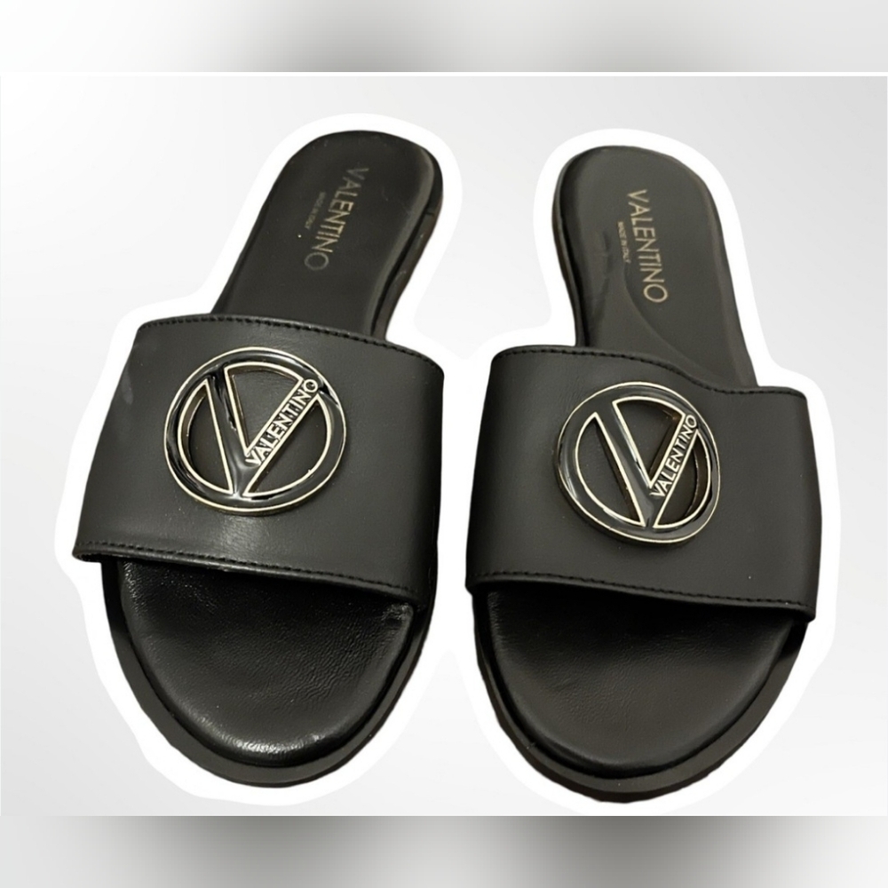 SIZE  7 AUTHENTIC. Valentino Logo Slide Sandals - Picture 2 of 8